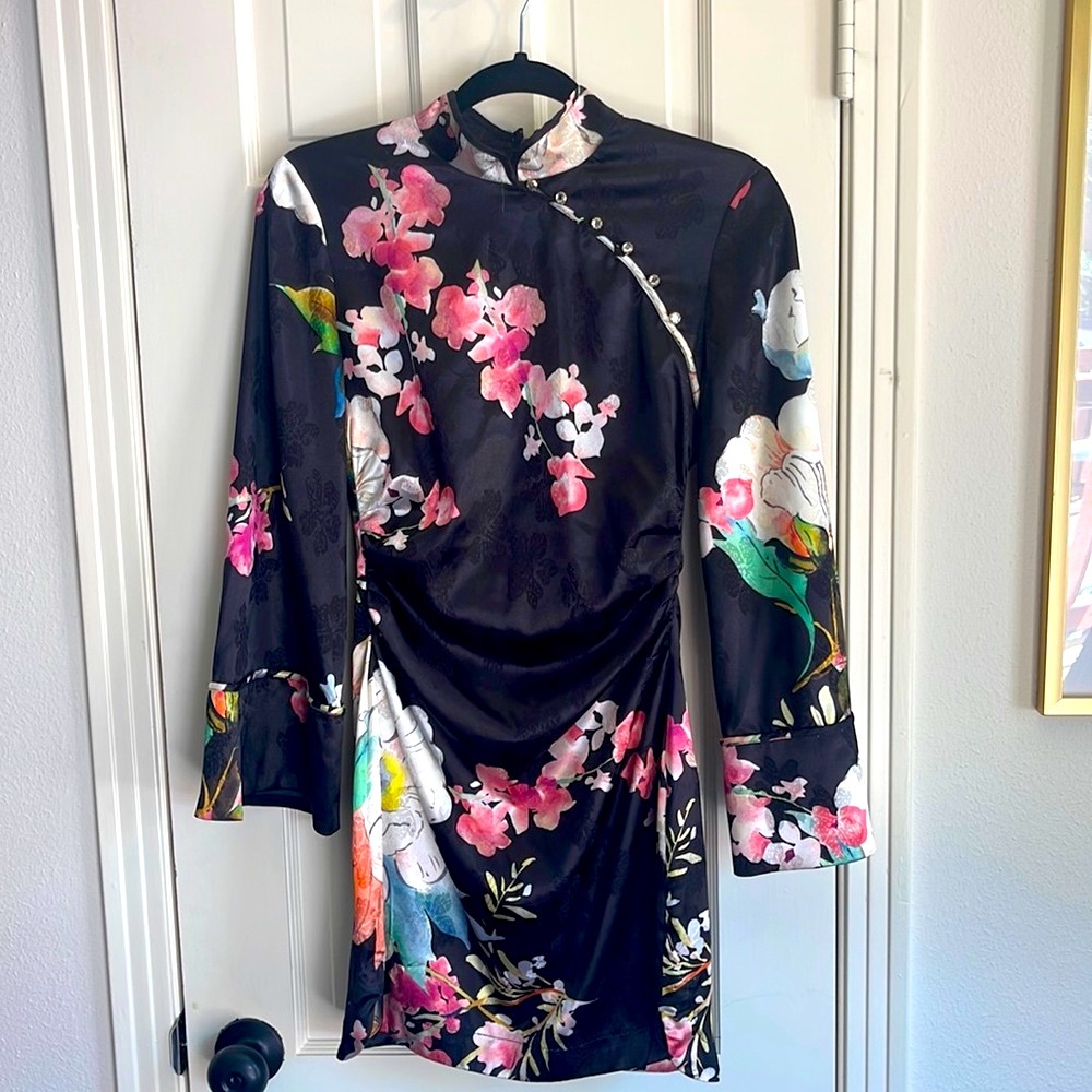 Mandarin Collar, Floral Print Zara Mini Dress